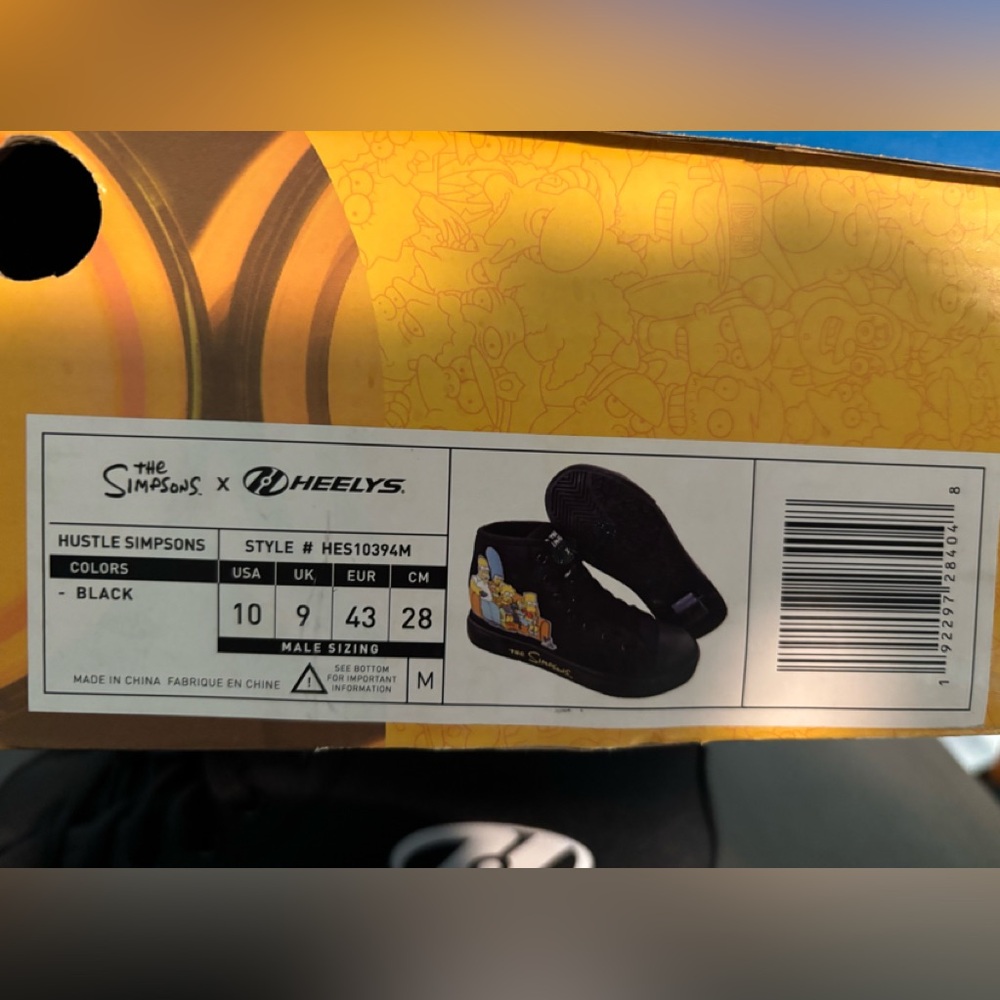 The Simpsons x Heelys 10 Men’s HUSTLE Black Rolling Sneakers New! - Picture 3 of 7